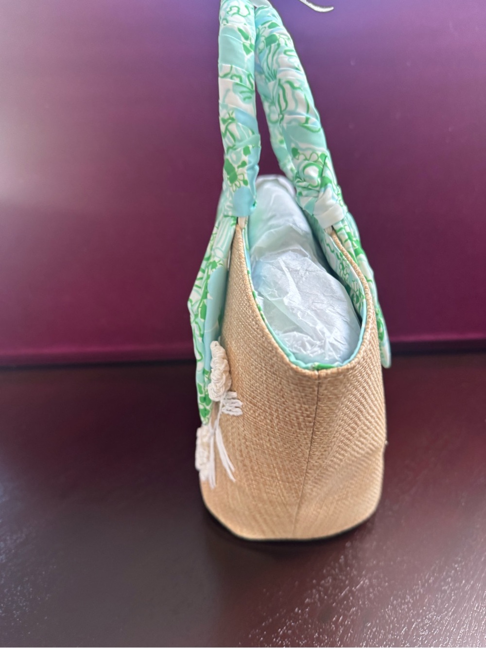 Lilly Pulitzer Panama Straw Bag New Pattern “Mint Condition Burst Of Joy” - Picture 2 of 9